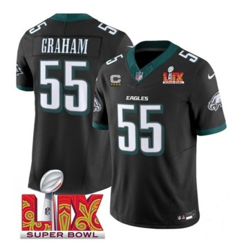 Men's Philadelphia Eagles #55 Brandon Graham Black 2025 Super Bowl LIX Patch And 4-Star C Patch New F.U.S.E. Vapor Limited Stitched Football Jersey Men's Philadelphia Eagles #55 Brandon Graham Black 2025 Super Bowl LIX Patch And 4-Star C Patch New F.U.S.E. Vapor Limited Stitched Football Jersey
