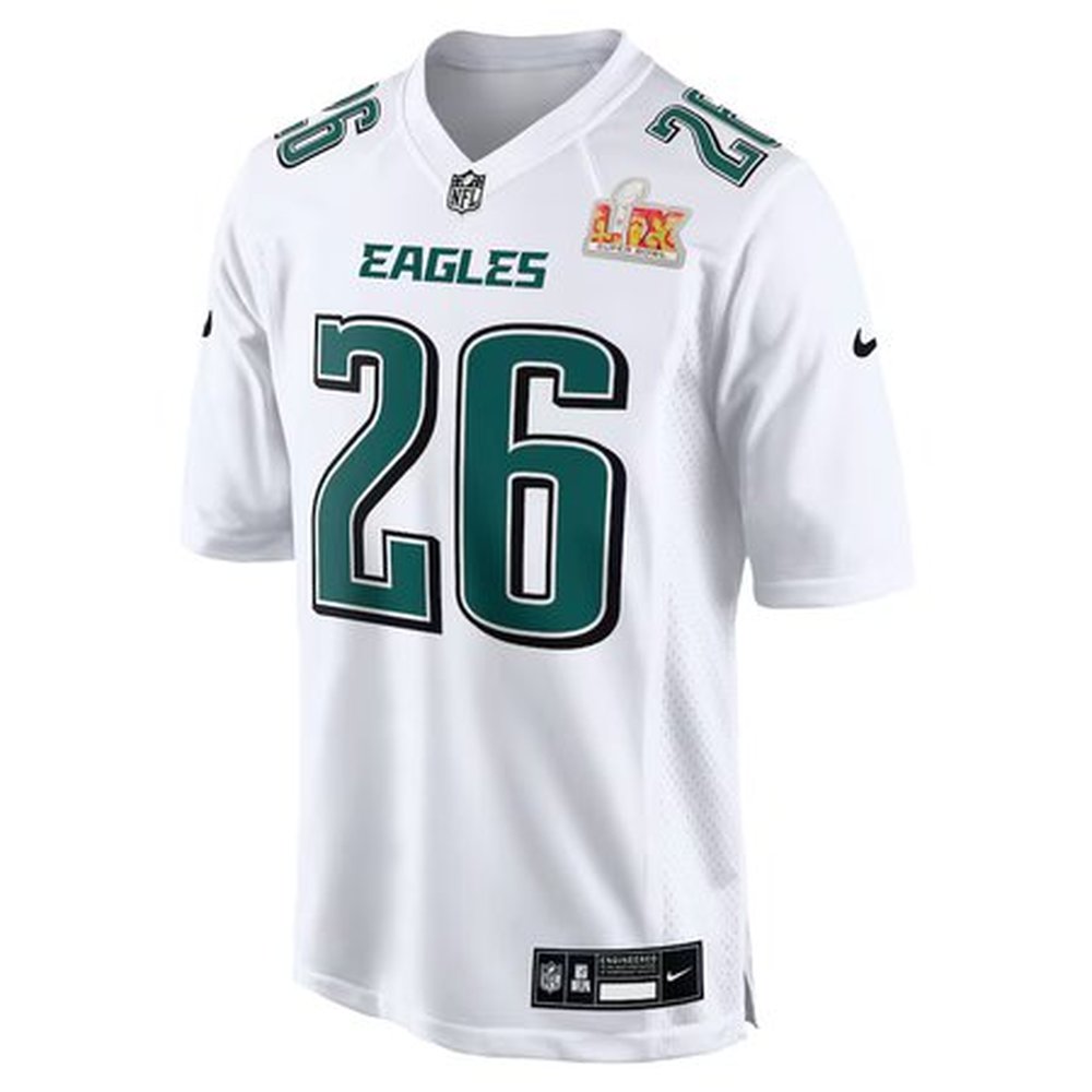 Men's Philadelphia Eagles #26 Saquon Barkley Tundra White Super Bowl LIX Fashion Game Player Jersey Men's Philadelphia Eagles #26 Saquon Barkley Tundra White Super Bowl LIX Fashion Game Player Jersey