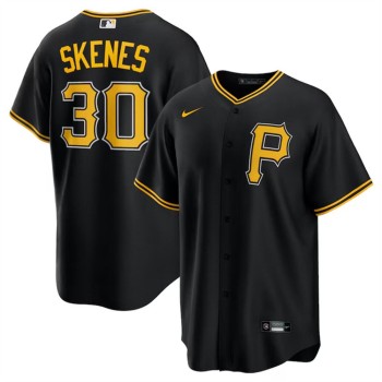 Men's Pittsburgh Pirates #30 Paul Skenes Black Cool Base Stitched Baseball Jersey Men's Pittsburgh Pirates #30 Paul Skenes Black Cool Base Stitched Baseball Jersey