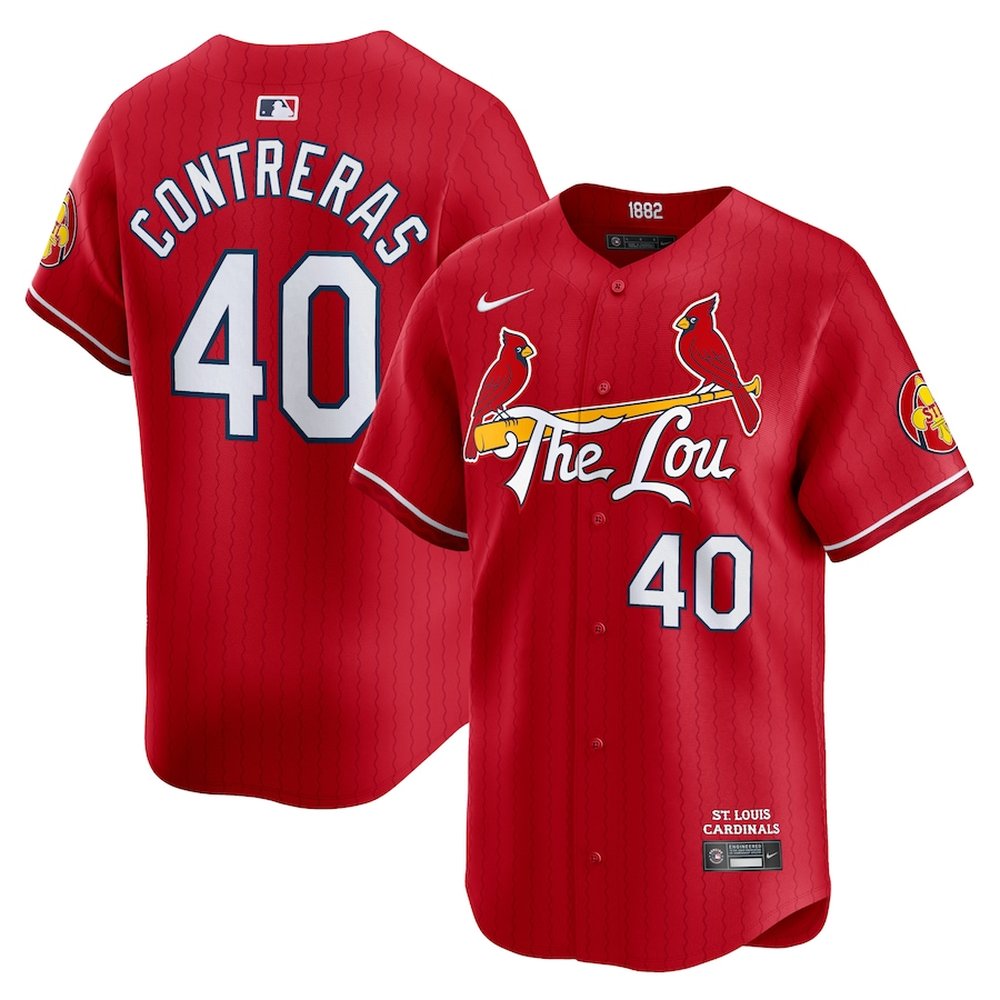 Men's St. Louis Cardinals #40 Willson Contreras Red 2024 City Connect Limited Player Jersey