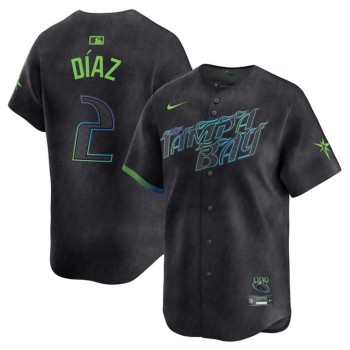 Men's Tampa Bay Rays #2 Yandy Diaz Charcoal 2024 City Connect Limited Stitched Baseball Jersey Men's Tampa Bay Rays #2 Yandy Diaz Charcoal 2024 City Connect Limited Stitched Baseball Jersey