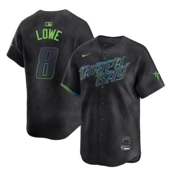Men's Tampa Bay Rays #8 Brandon Lowe Charcoal 2024 City Connect Limited Stitched Baseball Jersey Men's Tampa Bay Rays #8 Brandon Lowe Charcoal 2024 City Connect Limited Stitched Baseball Jersey