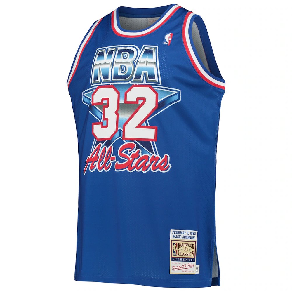 Men's Western Conference #32 Magic Johnson Royal Hardwood Classics 1992 NBA All-Star Game Authentic Jersey Men's Western Conference #32 Magic Johnson Royal Hardwood Classics 1992 NBA All-Star Game Authentic Jersey