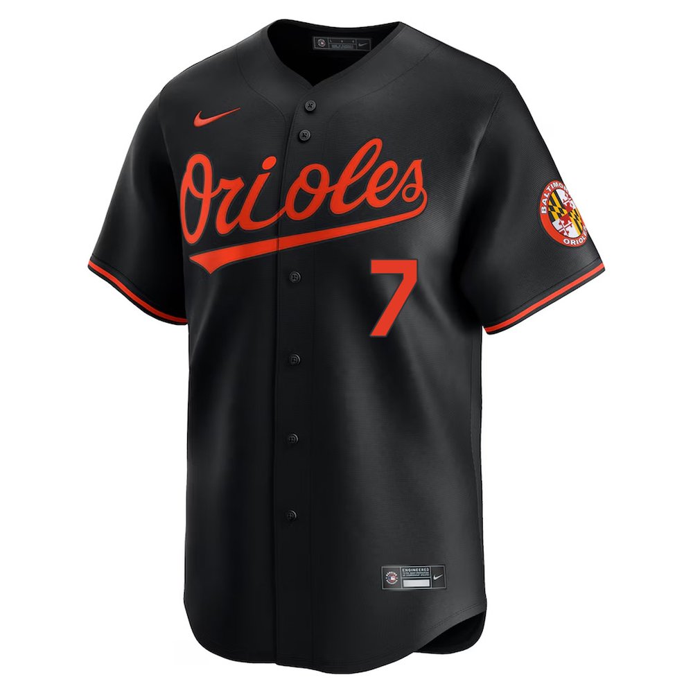 Men's Baltimore Orioles #7 Jackson Holliday Black Cool Base Stitched Jersey Men's Baltimore Orioles #7 Jackson Holliday Black Cool Base Stitched Jersey