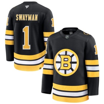 Men's Boston Bruins #1 Jeremy Swayman Black Home Premium Player Jersey Men's Boston Bruins #1 Jeremy Swayman Black Home Premium Player Jersey