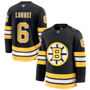Men's Boston Bruins #6 Mason Lohrei Black Home Premium Player Jersey Men's Boston Bruins #6 Mason Lohrei Black Home Premium Player Jersey