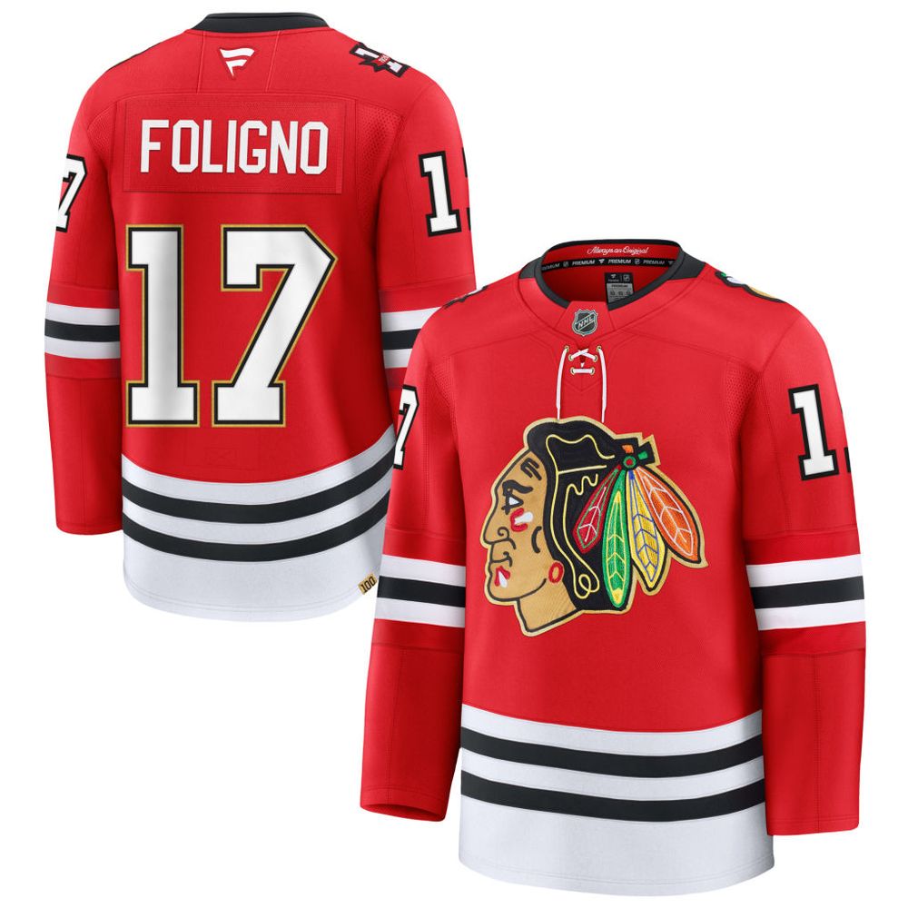 Men's Chicago Blackhawks #17 Nick Foligno Red Centennial Premium Jersey
