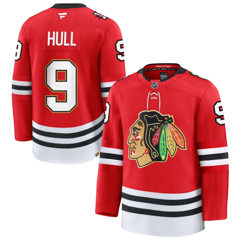 Men's Chicago Blackhawks #9 Bobby Hull Red Centennial Premium Jersey Men's Chicago Blackhawks #9 Bobby Hull Red Centennial Premium Jersey