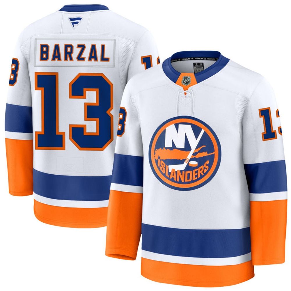 Men's New York Islanders #13 Mathew Barzal White Away Premium Jersey