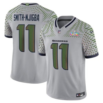 Men's Seattle Seahawks #11 Jaxon Smith-Njigba Gray Super Bowl LX Rivalries Collection Vapor F.U.S.E. Limited Stitched Jersey