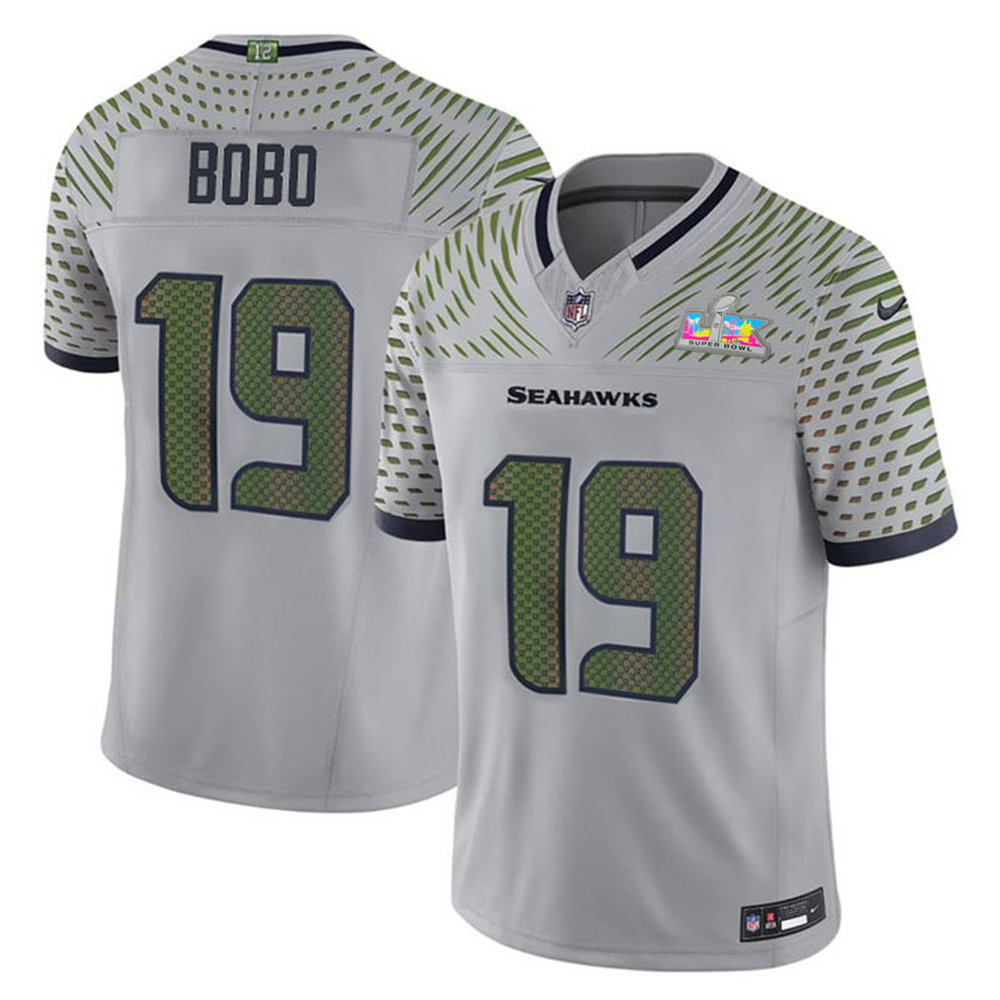 Men's Seattle Seahawks #19 Jake Bobo Gray Super Bowl LX Rivalries Collection Vapor F.U.S.E. Limited Stitched Jersey