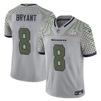 Men's Seattle Seahawks #8 Coby Bryant Gray Super Bowl LX Rivalries Collection Vapor F.U.S.E. Limited Stitched Jersey Men's Seattle Seahawks #8 Coby Bryant Gray Super Bowl LX Rivalries Collection Vapor F.U.S.E. Limited Stitched Jersey
