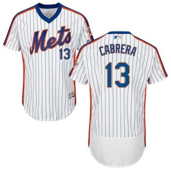 Mets #13 Asdrubal Cabrera White(Blue Strip) Flexbase Authentic Collection Alternate Stitched MLB Jersey Mets #13 Asdrubal Cabrera White(Blue Strip) Flexbase Authentic Collection Alternate Stitched MLB Jersey