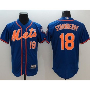 Mets #18 Darryl Strawberry Blue Flexbase Authentic Collection Stitched MLB Jersey Mets #18 Darryl Strawberry Blue Flexbase Authentic Collection Stitched MLB Jersey