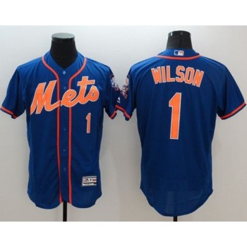 Mets #1 Mookie Wilson Blue Flexbase Authentic Collection Stitched MLB Jersey Mets #1 Mookie Wilson Blue Flexbase Authentic Collection Stitched MLB Jersey