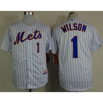 Mets #1 Mookie Wilson White(Blue Strip) Home Cool Base Stitched MLB Jersey Mets #1 Mookie Wilson White(Blue Strip) Home Cool Base Stitched MLB Jersey