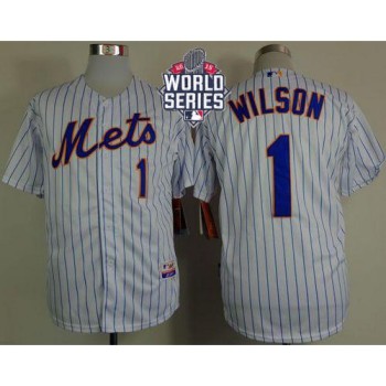Mets #1 Mookie Wilson White(Blue Strip) Home Cool Base W/2015 World Series Patch Stitched MLB Jersey Mets #1 Mookie Wilson White(Blue Strip) Home Cool Base W/2015 World Series Patch Stitched MLB Jersey