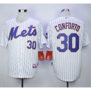 Mets #30 Michael Conforto White(Blue Strip) Cool Base Stitched MLB Jersey