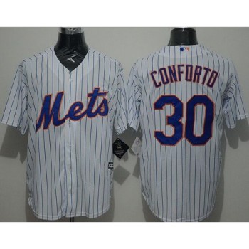Mets #30 Michael Conforto White(Blue Strip) New Cool Base Stitched MLB Jersey