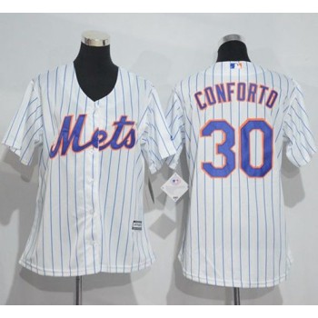 Mets #30 Michael Conforto White(Blue Strip) Women's Home Stitched MLB Jersey Mets #30 Michael Conforto White(Blue Strip) Women's Home Stitched MLB Jersey
