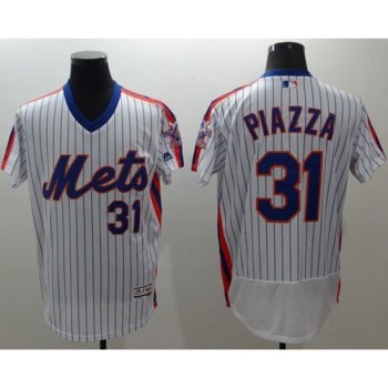Mets #31 Mike Piazza White(Blue Strip) Flexbase Authentic Collection Alternate Stitched MLB Jersey Mets #31 Mike Piazza White(Blue Strip) Flexbase Authentic Collection Alternate Stitched MLB Jersey