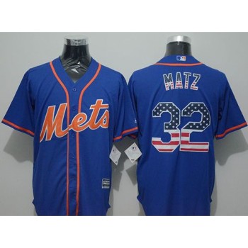 Mets #32 Steven Matz Blue USA Flag Fashion Stitched MLB Jersey