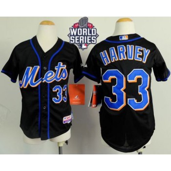 Mets #33 Matt Harvey Black Cool Base W/2015 World Series Patch Stitched Youth MLB Jersey Mets #33 Matt Harvey Black Cool Base W/2015 World Series Patch Stitched Youth MLB Jersey