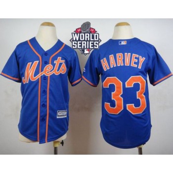 Mets #33 Matt Harvey Blue Alternate Home Cool W/2015 World Series Patch Stitched Youth MLB Jersey Mets #33 Matt Harvey Blue Alternate Home Cool W/2015 World Series Patch Stitched Youth MLB Jersey