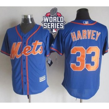 Mets #33 Matt Harvey Blue Alternate Home New Cool Base W/2015 World Series Patch Stitched MLB Jersey