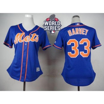 Mets #33 Matt Harvey Blue Alternate W/2015 World Series Patch Women's Stitched MLB Jersey Mets #33 Matt Harvey Blue Alternate W/2015 World Series Patch Women's Stitched MLB Jersey