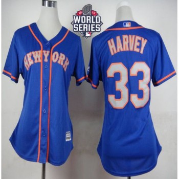 Mets #33 Matt Harvey Blue(Grey NO.) Alternate Road W/2015 World Series Patch Women's Stitched MLB Jersey Mets #33 Matt Harvey Blue(Grey NO.) Alternate Road W/2015 World Series Patch Women's Stitched MLB Jersey