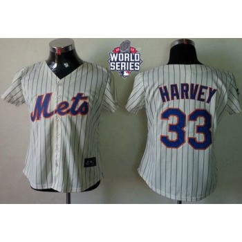 Mets #33 Matt Harvey Cream(Blue Strip) W/2015 World Series Patch Women's Fashion Stitched MLB Jersey Mets #33 Matt Harvey Cream(Blue Strip) W/2015 World Series Patch Women's Fashion Stitched MLB Jersey