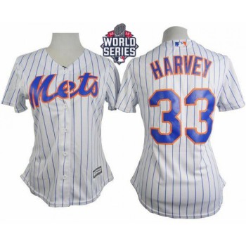 Mets #33 Matt Harvey White(Blue Strip) W/2015 World Series Patch Women's Home Stitched MLB Jersey Mets #33 Matt Harvey White(Blue Strip) W/2015 World Series Patch Women's Home Stitched MLB Jersey