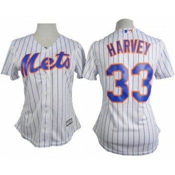 Mets #33 Matt Harvey White(Blue Strip) Women's Home Stitched MLB Jersey Mets #33 Matt Harvey White(Blue Strip) Women's Home Stitched MLB Jersey