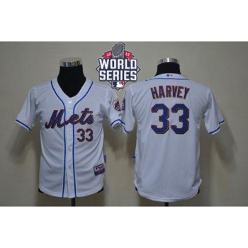 Mets #33 Matt Harvey White Cool Base W/2015 World Series Patch Stitched Youth MLB Jersey Mets #33 Matt Harvey White Cool Base W/2015 World Series Patch Stitched Youth MLB Jersey