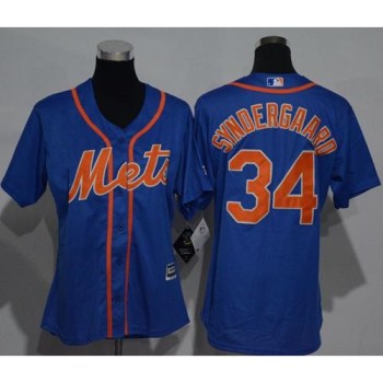 Mets #34 Noah Syndergaard Blue Alternate Women's Stitched MLB Jersey Mets #34 Noah Syndergaard Blue Alternate Women's Stitched MLB Jersey