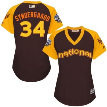 Mets #34 Noah Syndergaard Brown 2016 All-Star National League Women's Stitched MLB Jersey Mets #34 Noah Syndergaard Brown 2016 All-Star National League Women's Stitched MLB Jersey