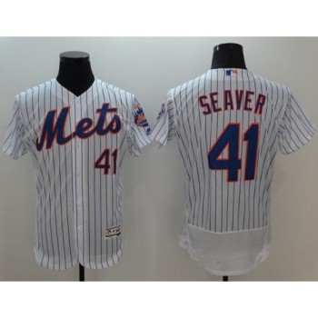 Mets #41 Tom Seaver White(Blue Strip) Flexbase Authentic Collection Stitched MLB Jersey