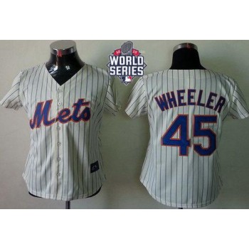 Mets #45 Zack Wheeler Cream(Blue Strip) W/2015 World Series Patch Women's Fashion Stitched MLB Jersey Mets #45 Zack Wheeler Cream(Blue Strip) W/2015 World Series Patch Women's Fashion Stitched MLB Jersey