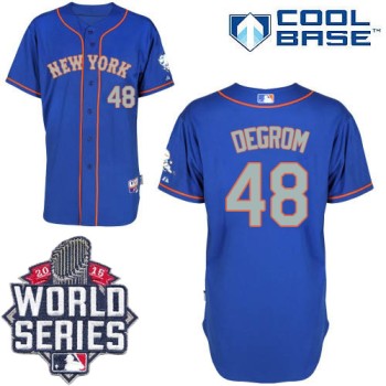 Mets #48 Jacob DeGrom Blue(Grey NO.) Alternate Road Cool Base W/2015 World Series Patch Stitched MLB Jersey Mets #48 Jacob DeGrom Blue(Grey NO.) Alternate Road Cool Base W/2015 World Series Patch Stitched MLB Jersey