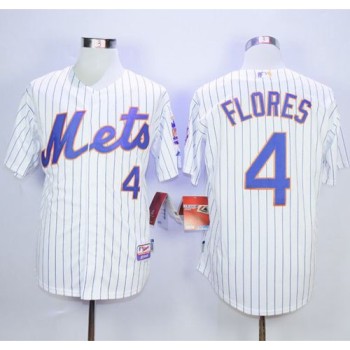 Mets #4 Wilmer Flores White(Blue Strip) Home Cool Base Stitched MLB Jersey Mets #4 Wilmer Flores White(Blue Strip) Home Cool Base Stitched MLB Jersey