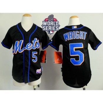 Mets #5 David Wright Black Cool Base W/2015 World Series Patch Stitched Youth MLB Jersey Mets #5 David Wright Black Cool Base W/2015 World Series Patch Stitched Youth MLB Jersey