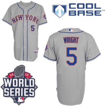 Mets #5 David Wright Grey W/2015 World Series Patch Stitched MLB Jersey Mets #5 David Wright Grey W/2015 World Series Patch Stitched MLB Jersey