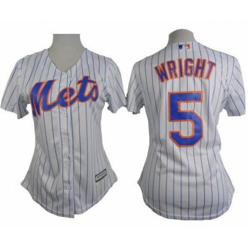 Mets #5 David Wright White(Blue Strip) Women's Home Stitched MLB Jersey Mets #5 David Wright White(Blue Strip) Women's Home Stitched MLB Jersey