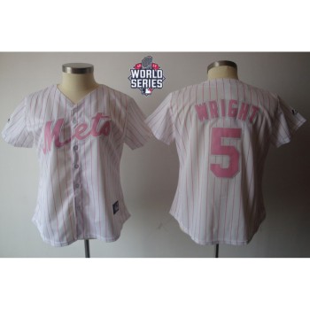 Mets #5 David Wright White Pink Strip W/2015 World Series Patch Women's Fashion Stitched MLB Jersey Mets #5 David Wright White Pink Strip W/2015 World Series Patch Women's Fashion Stitched MLB Jersey