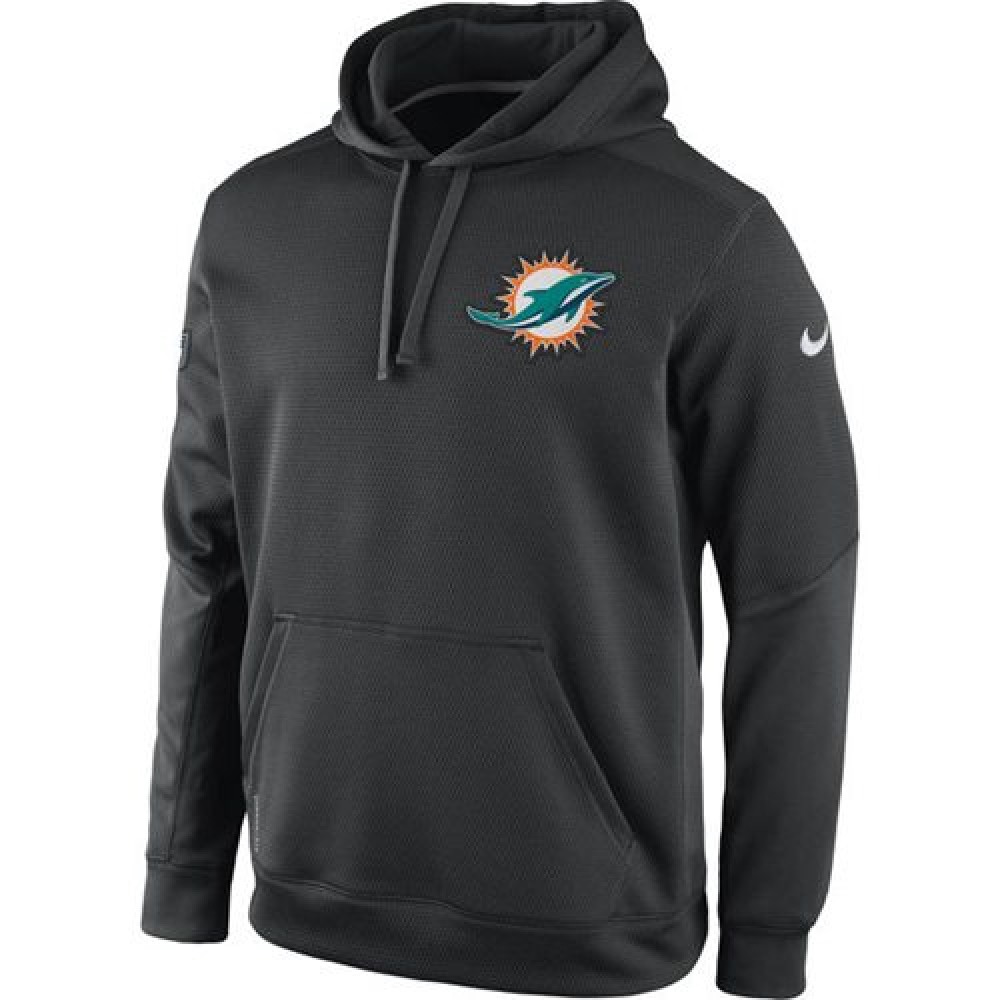 Miami Dolphins KO Chain Fleece Pullover Performance Hoodie Charcoal