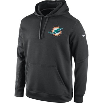 Miami Dolphins KO Chain Fleece Pullover Performance Hoodie Charcoal
