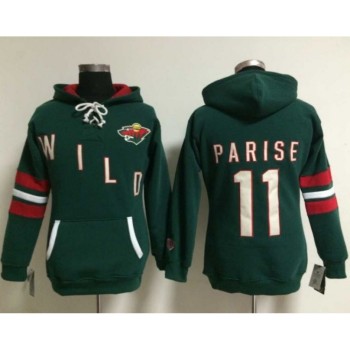 Minnesota Wild #11 Zach Parise Green Women's Old Time Heidi NHL Hoodie Minnesota Wild #11 Zach Parise Green Women's Old Time Heidi NHL Hoodie