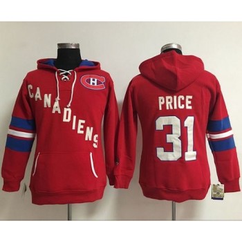Montreal Canadiens #31 Carey Price Red Women's Old Time Heidi NHL Hoodie Montreal Canadiens #31 Carey Price Red Women's Old Time Heidi NHL Hoodie