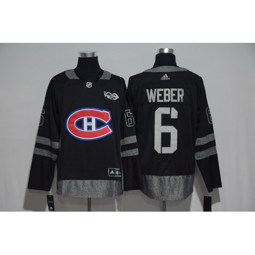 Montreal Canadiens #6 Shea Weber Black Men's 1917-2017 100th Anniversary  Stitched NHL Jersey